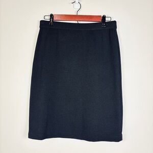 St. John Santana Knit Elegant Black Pencil Skirt Old Money Quiet Luxury